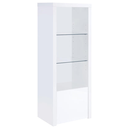 Lance - 3 Shelf Media Tower With Shelves And Hidden Cabinet - Gloss White