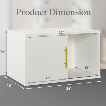 Cube Storage Organizer With Sliding Door Stackable Modular Bookshelf & Storage Cabinet - White