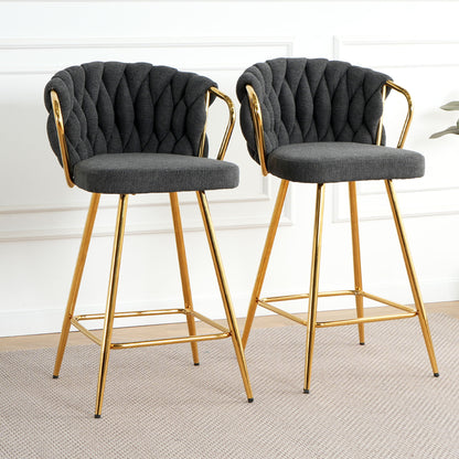 Modern Design High Stool With Plated Legs (Set of 2)