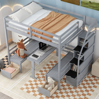 Bunk With Staircase, The Down Bed Can Be Convertible To Seats And Table Set