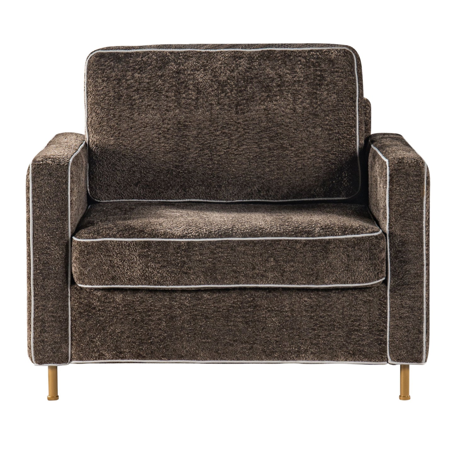 Accent Chair Upholstered Single Sofa With Square Arms, Sewn Pillow Back For Living Room