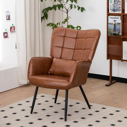 Modern Accent Arm Chair High Back With Metal Legs And Soft Padded