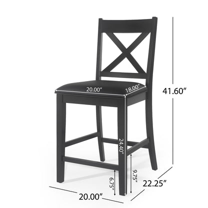 Farmhouse Style Counter Height Chair With Upholstered Seat
