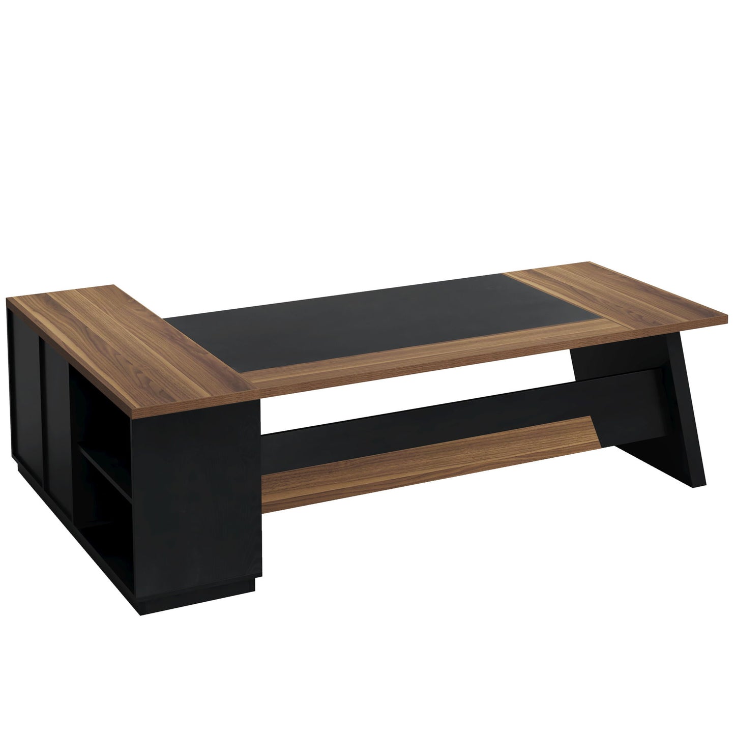 L-Shaped Executive Desk With File Cabinet & Drawers, Large Home Office Computer Workstation