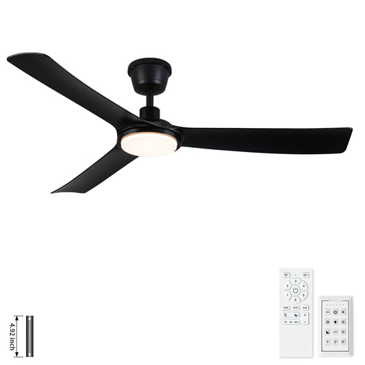 All Weather Outdoor Waterproof Ceiling Fan With Light And Quiet Motor For Patio Porch - Black
