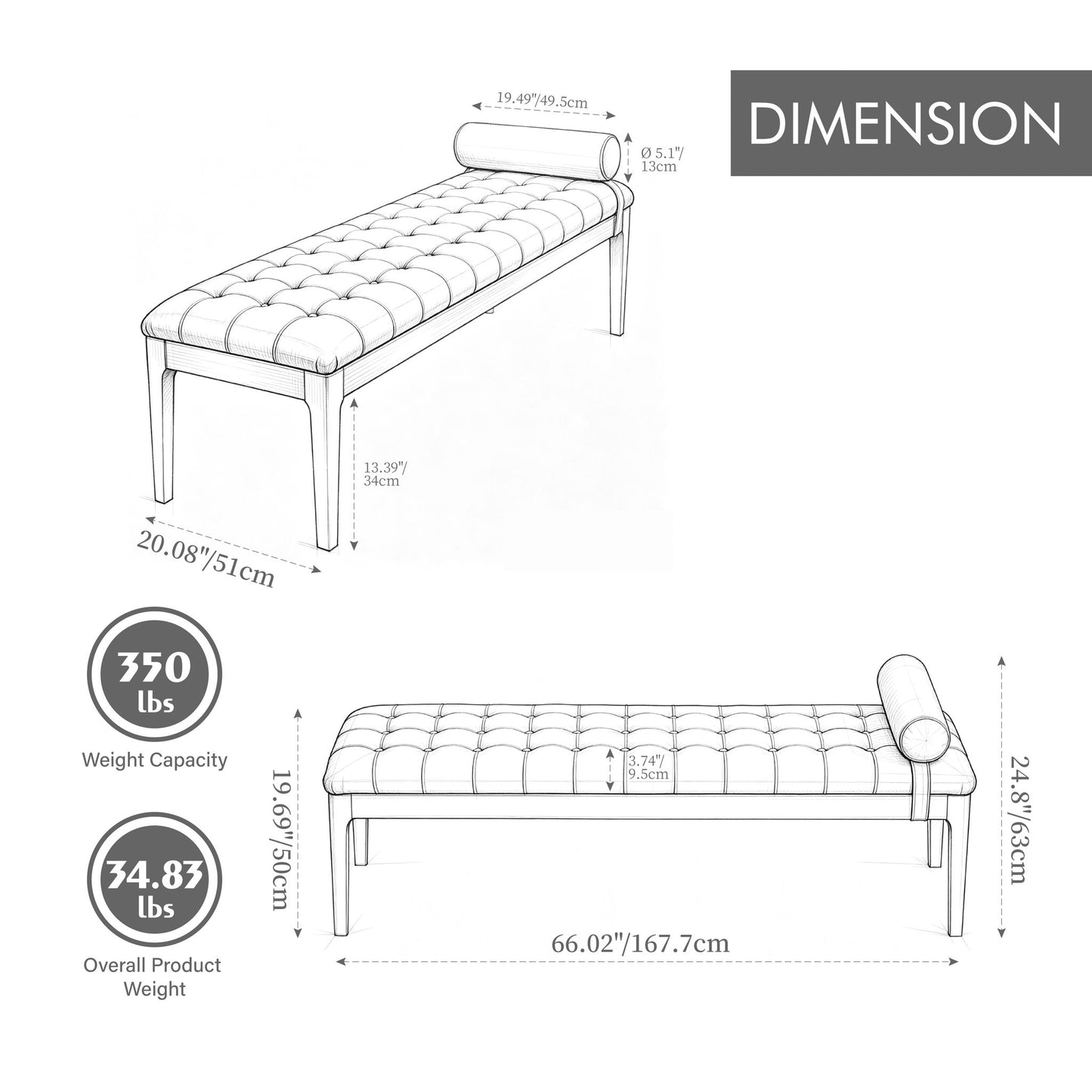 Upholstered End Of Bed Bench With Headrest