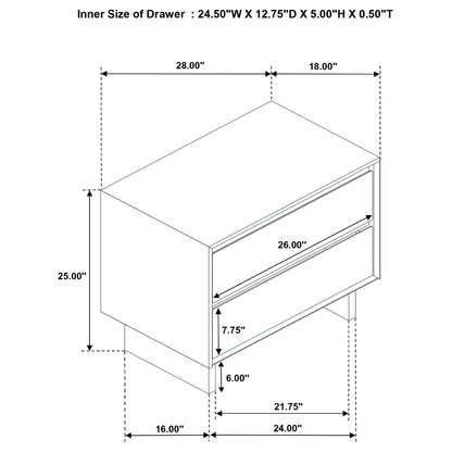 Hemlock - 2 Drawer Nightstand Bedside Table - Brown