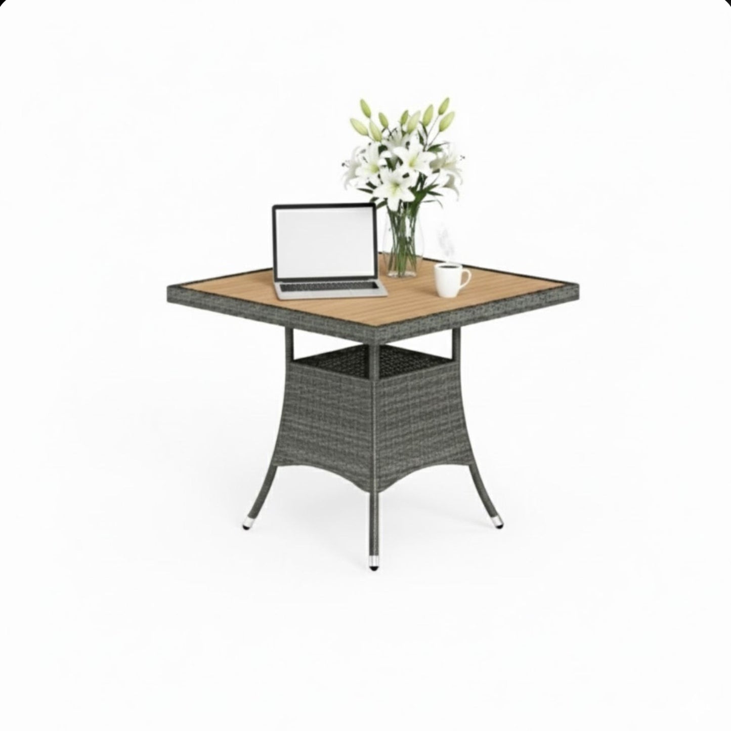 All-Weather Square Rattan Patio Dining Table