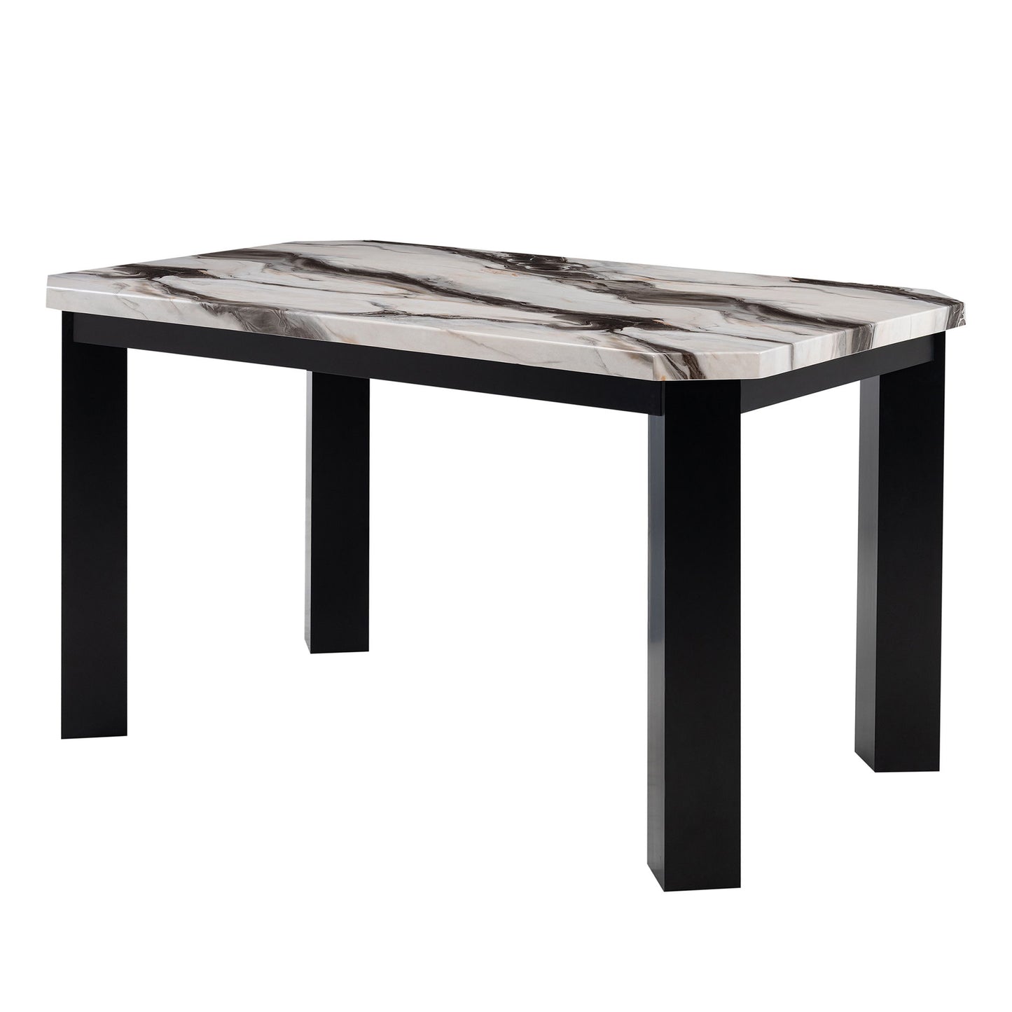 Magaly - Bar Table And Stool 5 Piece Set With Marbled Top Detail - Dark Gray