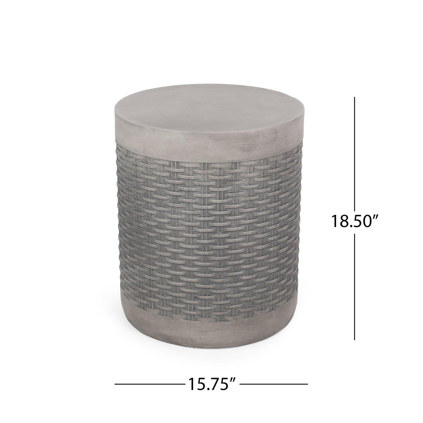 Outdoor Lightweight End Table Round Concrete Outdoor Side Table - Natural