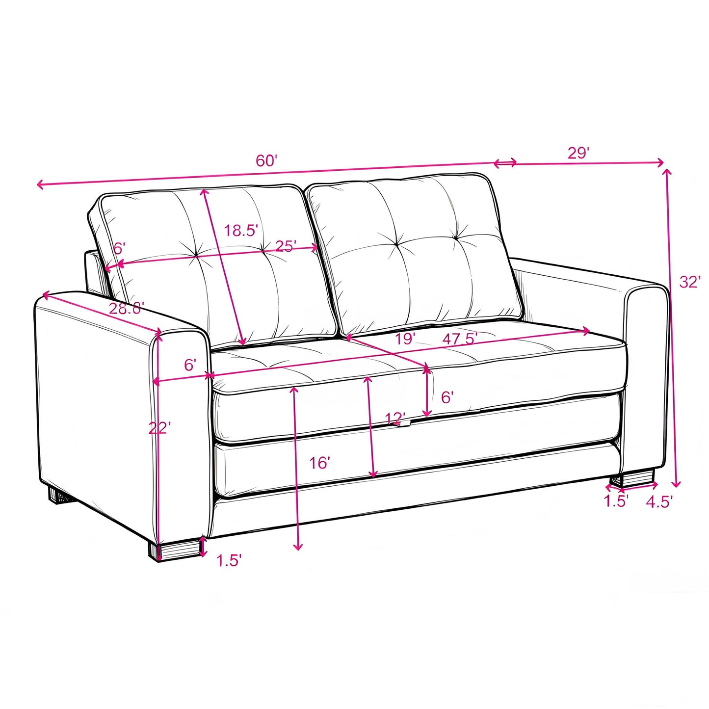 Pull Out Sleeper Loveseat - Light Brown