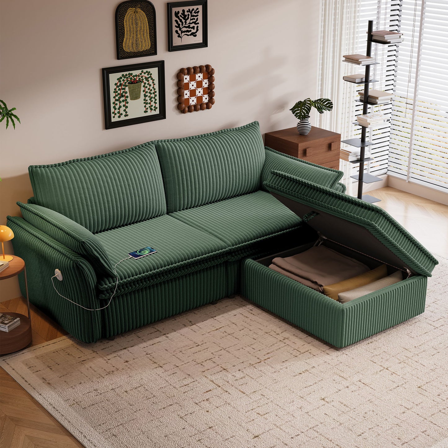 2 In 1 Convertible Sofa Bed, Multi Functional Living Room Furniture