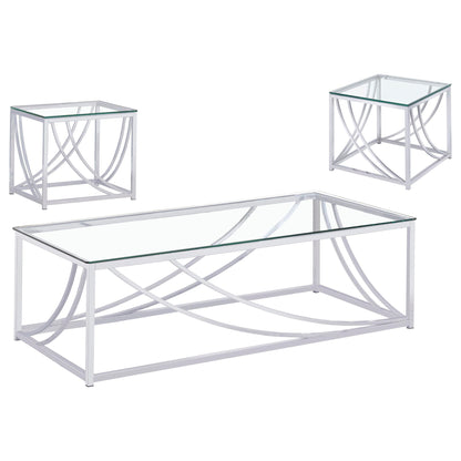 Kempton - 3 Piece Coffee And End Table Set - Chrome