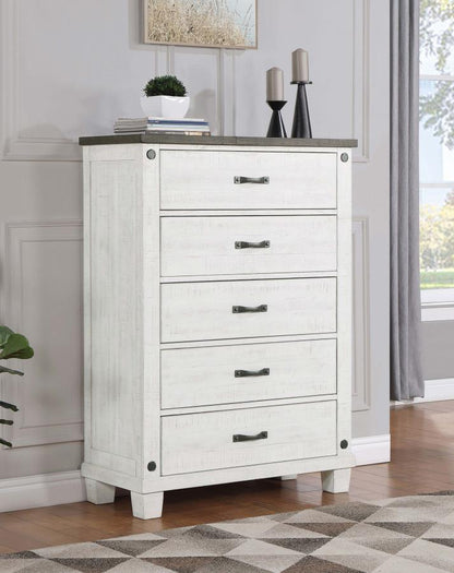 Lilith - 5-Drawer Bedroom Chest - Distressed White