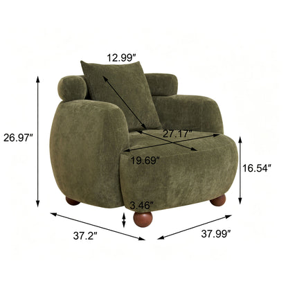 Clubchair, Bucket Chair, Decorative Sofa With Pillow, For Living Roon - Olive Green