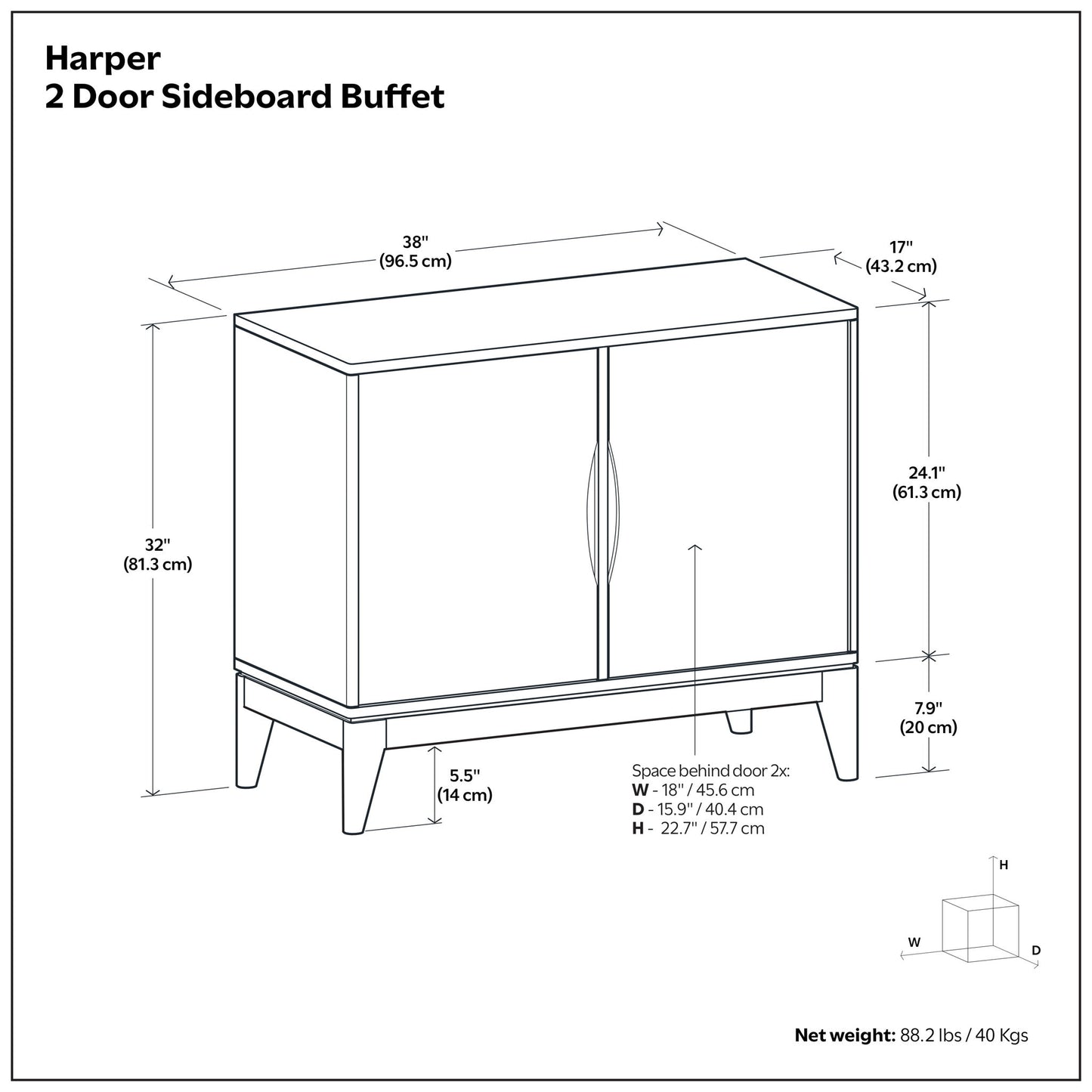 Harper - 2 Door Sideboard Buffet - Walnut Brown