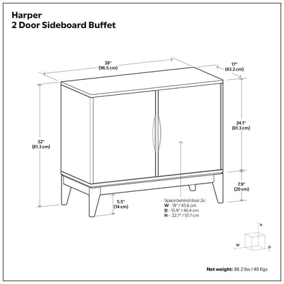 Harper - 2 Door Sideboard Buffet - Walnut Brown