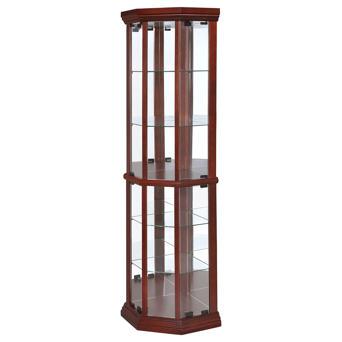 Jacob - 6 Shelf Curio Display Cabinet - Red / Brown