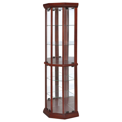 Jacob - 6 Shelf Curio Display Cabinet - Red / Brown