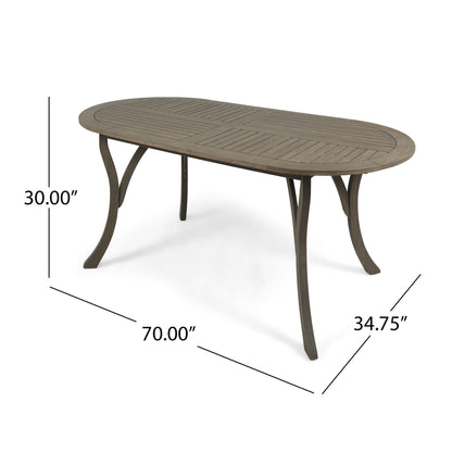 Outdoor Table With Smooth Lines, Slat Top