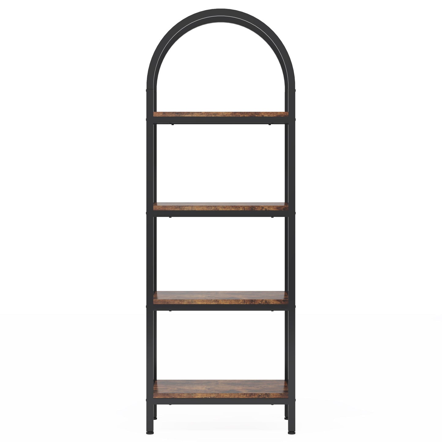 Industrial 4 Tier Open Bookshelf With Curved Top