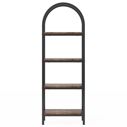 Industrial 4 Tier Open Bookshelf With Curved Top