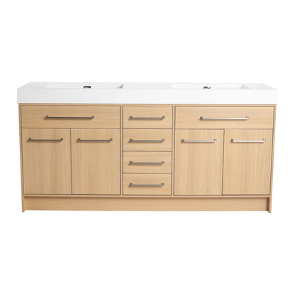 Freestanding Bathroom Vanity With Resin Sink, Soft-Closing Doors And Drawers
