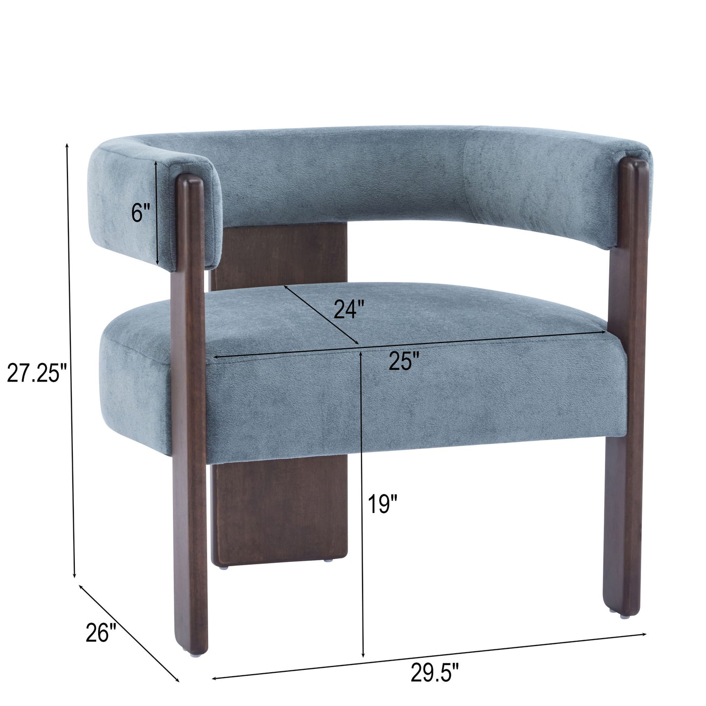 Modern Upholstered Accent Arm Chair With Barrel Back Design
