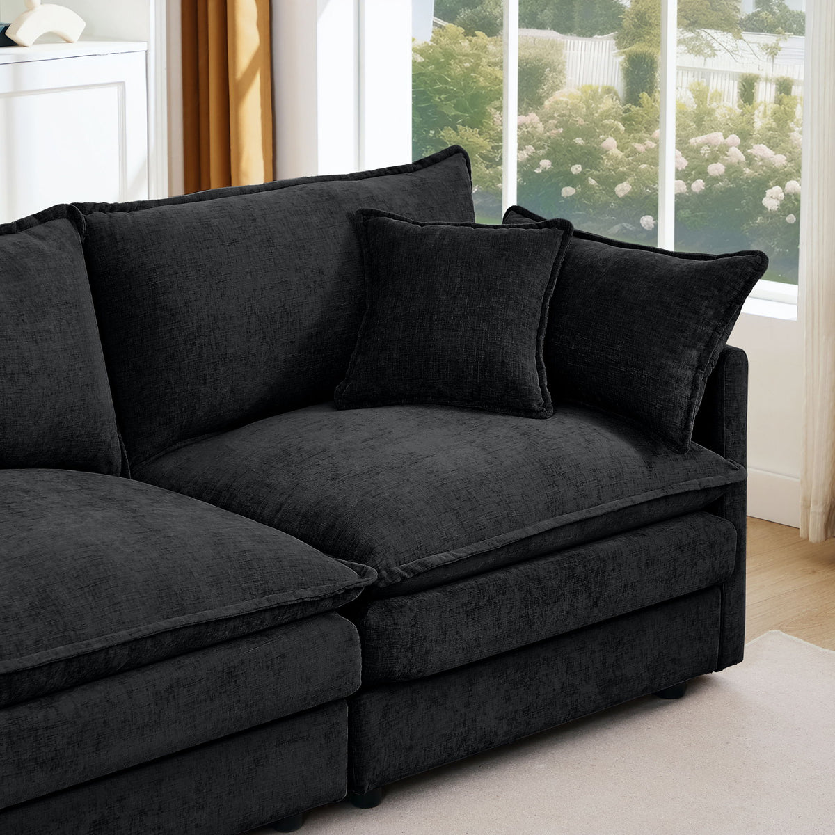 Modular L-Shaped Sectional Sofa With Movable Ottoman