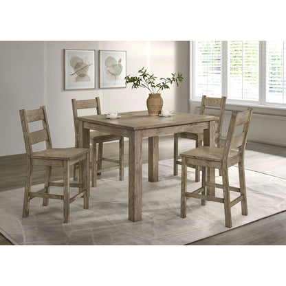 Cressley - 5 Piece Counter Height Dining Set With Ladder Back Chairs - Light Oak