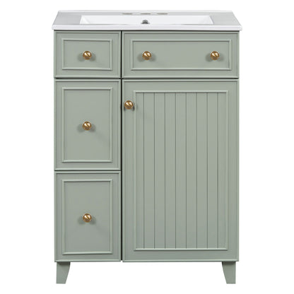 Transitional Style Bathroom Vanity Cabinet With Ceramic Sink