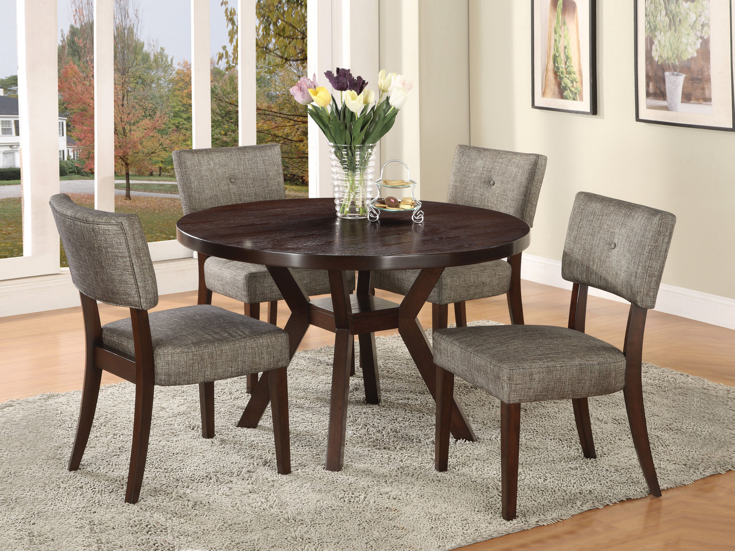 Drake - 5 Pieces Dining Room Set - Espresso / Gray