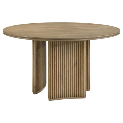 Dreydon - Round Dining Table With Textured Tripod Base - Light Brown