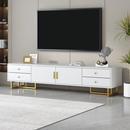 TV Media Console Table, TV Stand With Storage For Living Room - White