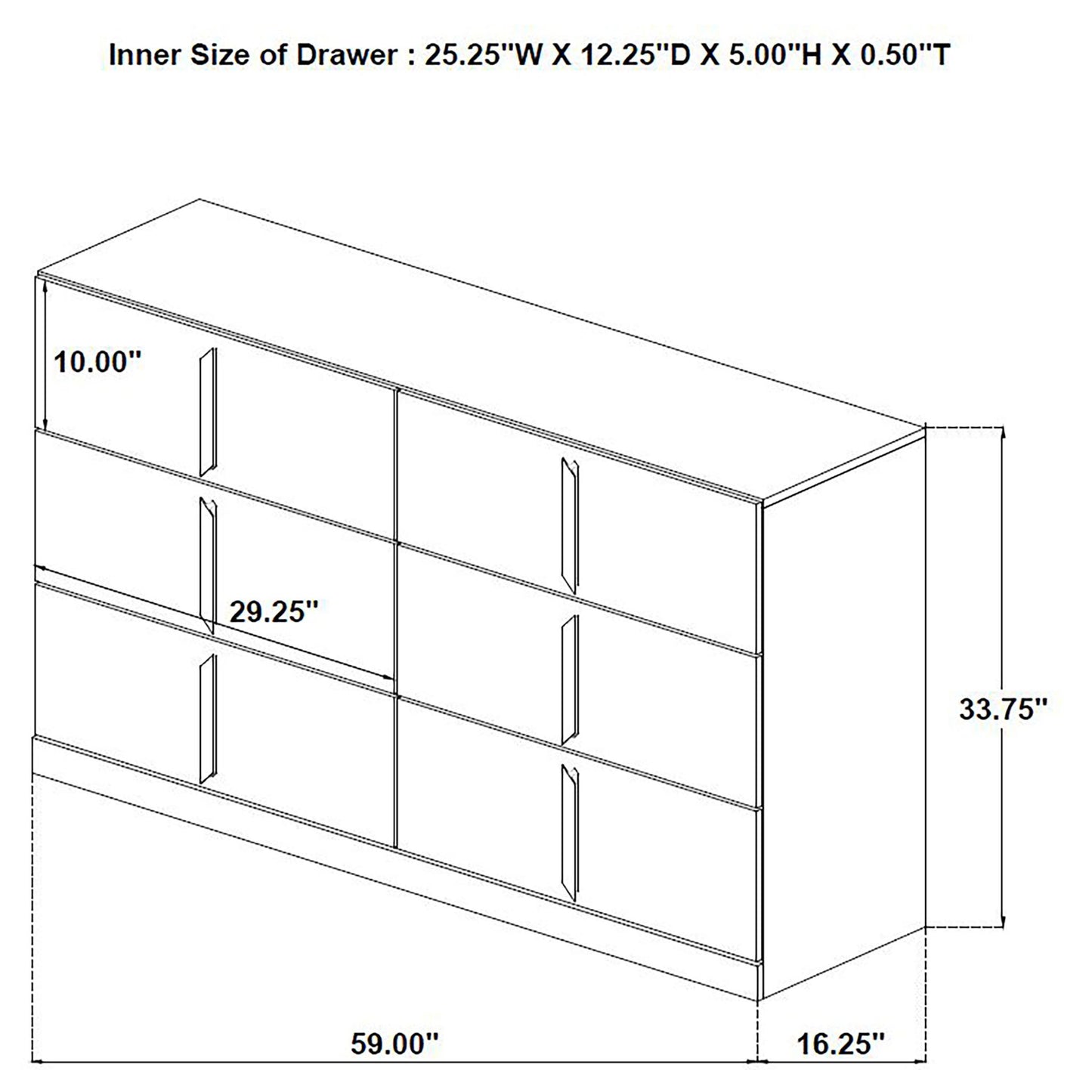 Lauryn - 6 Drawer Dresser Cabinet - Gloss White