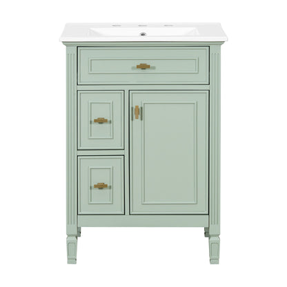 Modern Bathroom Vanity With Sink, Flip Drawer, 2 Drawers, Adjustable Shelf