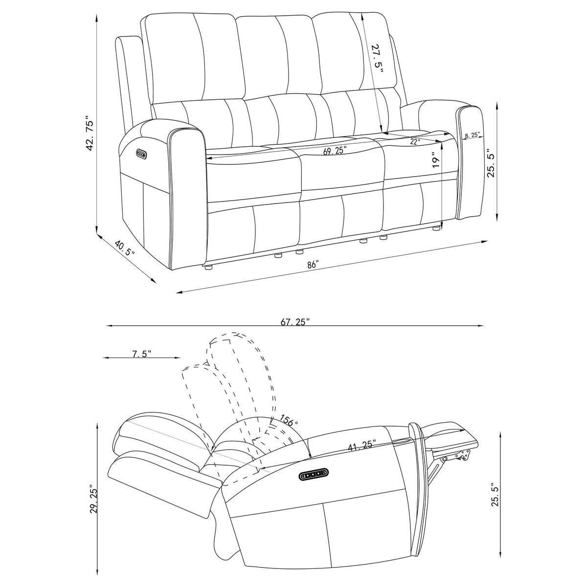 Boyce - Triple Power Reclining Sofa With Independent Headrest