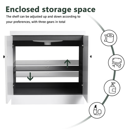 Contemporary Freestanding Bathroom Vanity With Resin Sink & Soft-Close Cabinet Doors