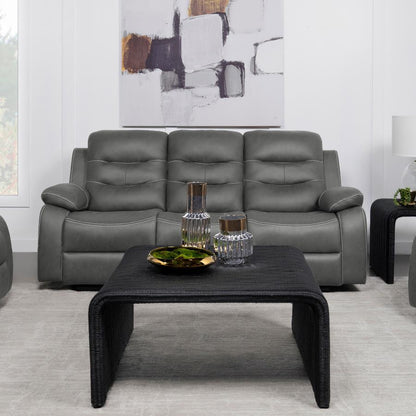 Nova - Upholstered Padded Arm Reclining Sofa - Dark Gray