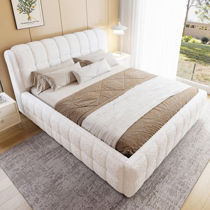Upholstered Platform Bed With Stiching Details
