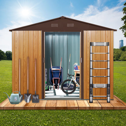 Outdoor Metal Storage Shed With Floor Base