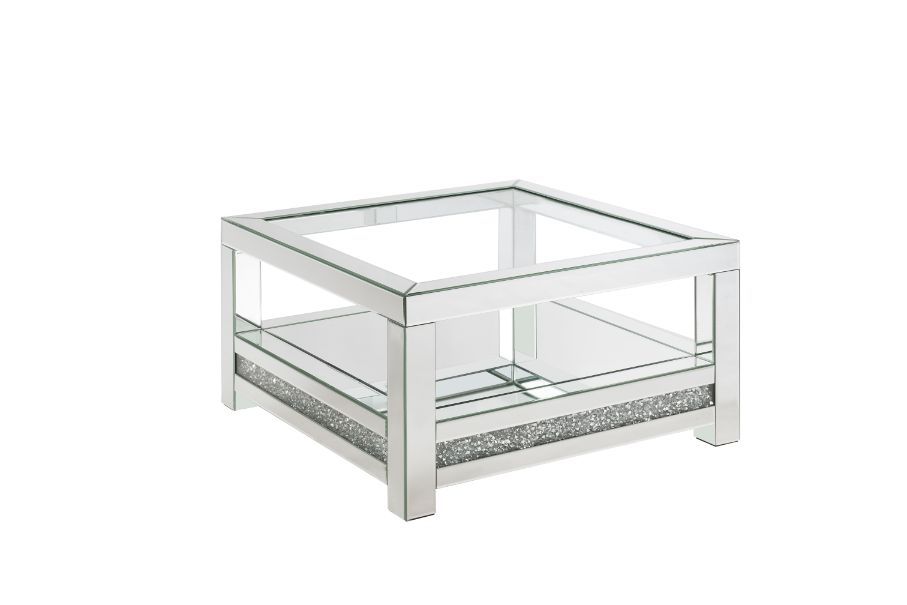 Noralie - Coffee Table With Glass Top - Mirrored - Wood - 18"