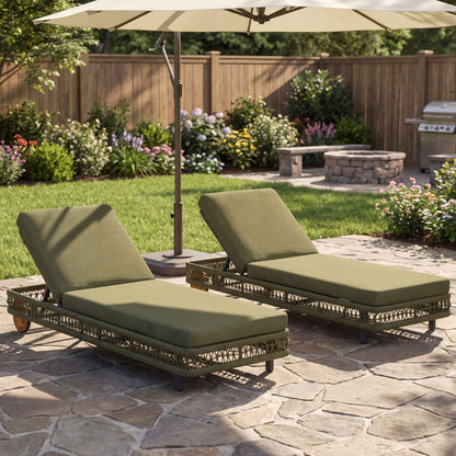 Outdoor Chaise Lounge & Wheels, 5 Position Adjustable Backrest