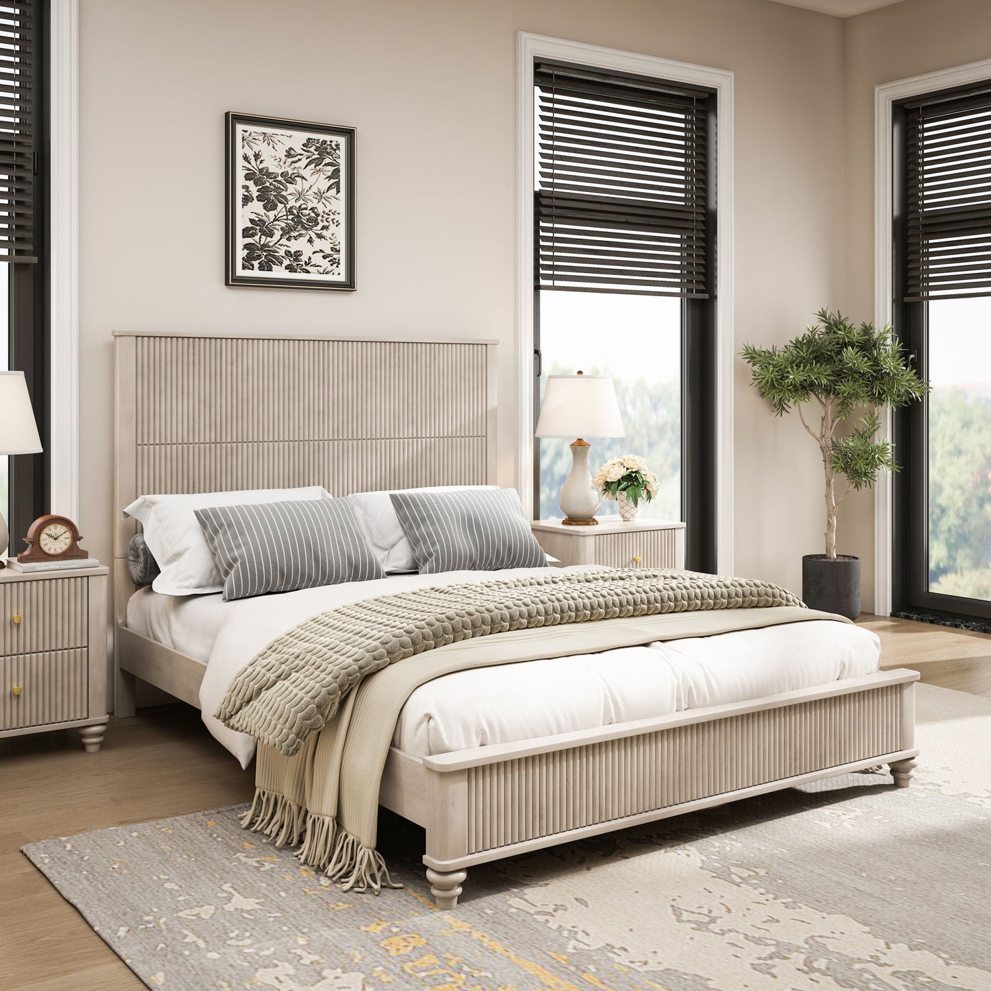 Platform Bed Frame With Tall Headboard