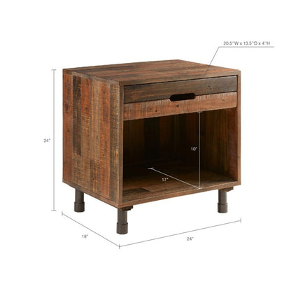 Renu - Nightstand With Drawer - Light Brown Multi