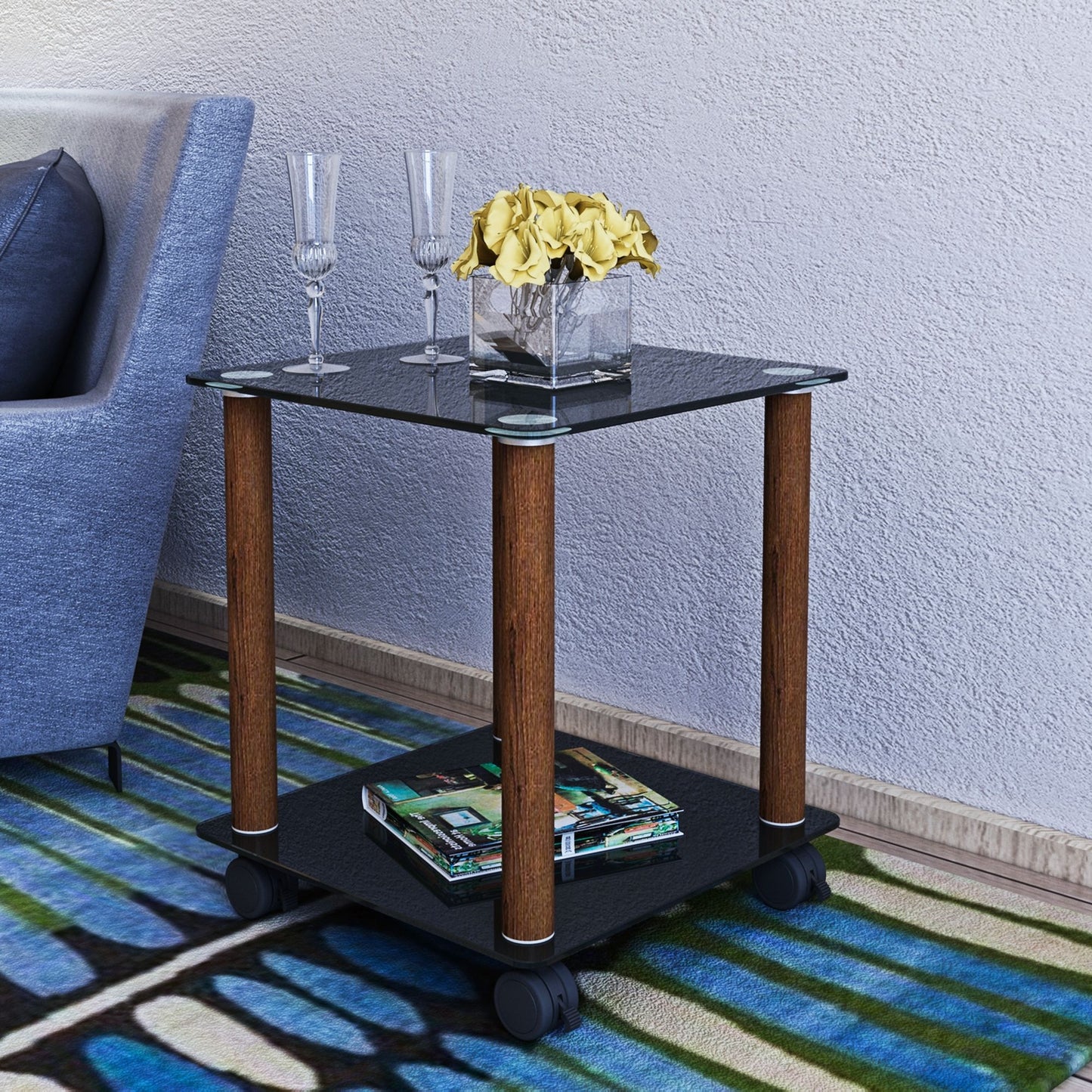 Side Table, 2 Tier Space End Table, Modern Night Stand, Sofa Table, Side Table With Storage Shelve