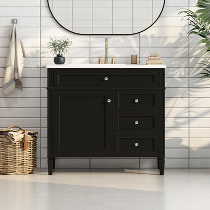 Bathroom Vanity & Top Sink, Modern Bathroom Storage Cabinet With 2 Drawers And A Tip-Out Drawer