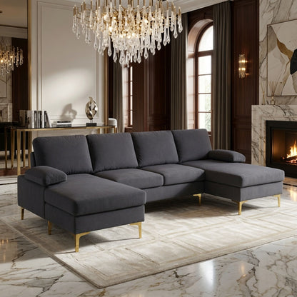 U - Shaped Sectional Sofa With Double Chaise