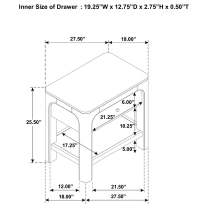 Flores - 1 Drawer Nightstand With Dual USB Ports - Mango Color