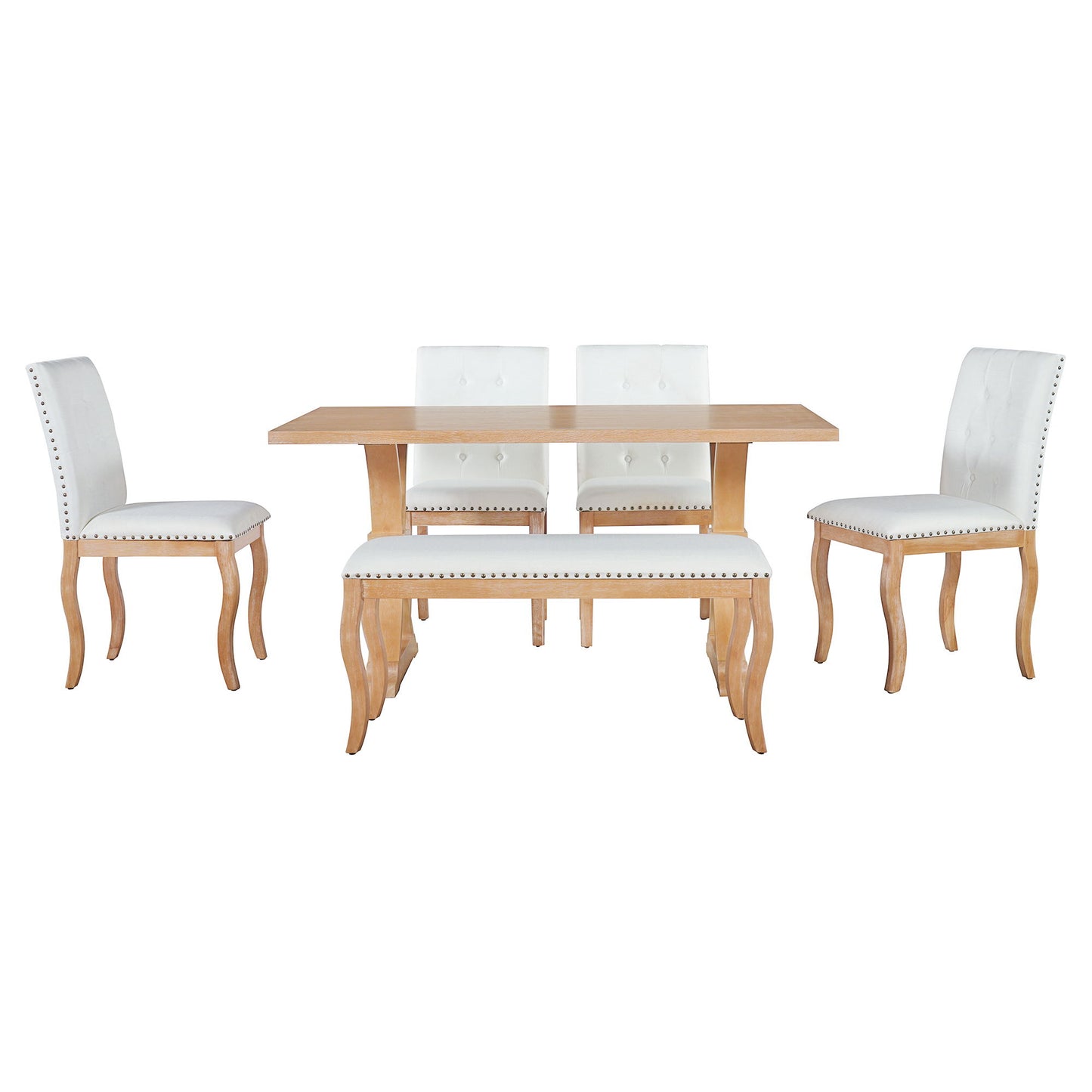 Dining Set With Bench, 6 Piece